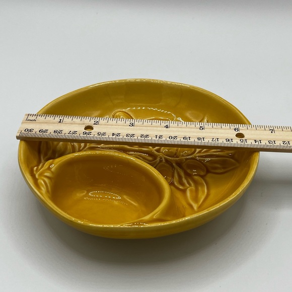 Maioliche Jessica Olive Serving Bowl With Divided Dip Dish Made in Italy - Picture 8 of 9